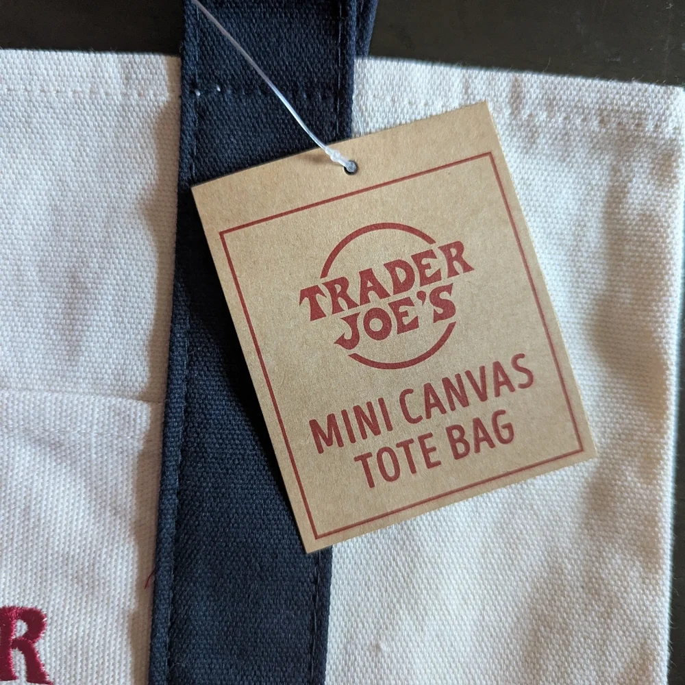 NWT Trader Joe's Mini Tote Bag With Blue Straps Limited Edition - Picture 2 of 3